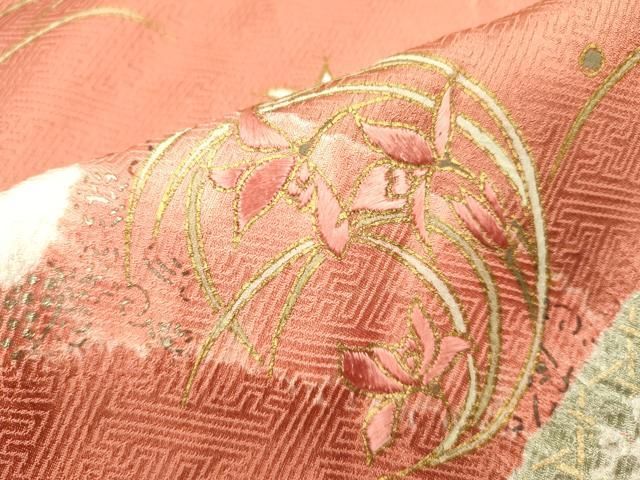 平和屋着物■訪問着 絞り 刺繍 草花文 金彩 正絹 逸品 DABK9813cd