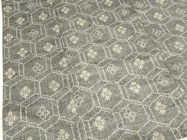 平和屋着物▽上質な紬 単衣 亀甲花文 正絹 逸品 DABK9980cd