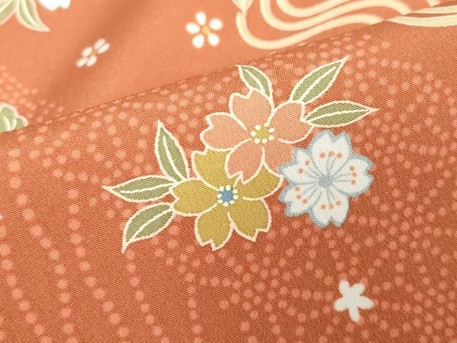 平和屋着物▽小紋 単衣 流水花文 洗える着物 DABK9981cd