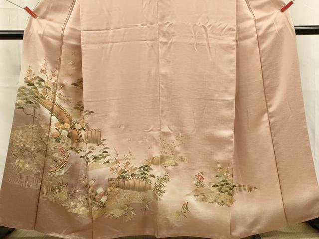 平和屋着物■豪華色留袖 駒刺繍 渡橋花松文 暈し染め 金彩 正絹 逸品 DABL0008qp