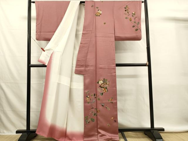 平和屋着物■訪問着 駒刺繍 枝花文 金彩 正絹 逸品 DABL0010qp