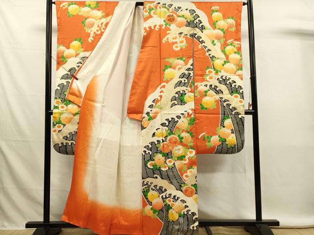平和屋着物■豪華振袖 駒刺繍 立波花文 金彩 正絹 逸品 DABL0018qp