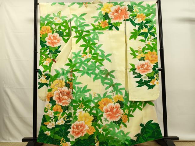 平和屋着物■豪華振袖 駒刺繍 草花文 牡丹 暈し染め 金彩 正絹 逸品 DABL0024qp