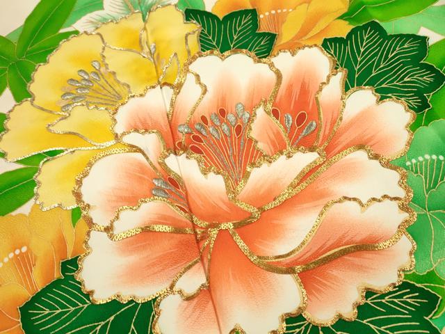 平和屋着物■豪華振袖 駒刺繍 草花文 牡丹 暈し染め 金彩 正絹 逸品 DABL0024qp