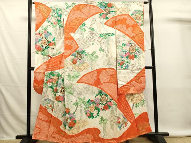 平和屋着物■豪華振袖 駒刺繍 絞り 源氏車花文 金彩 正絹 逸品 DABL0027qp