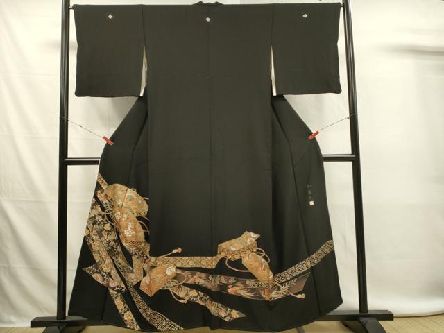 平和屋着物■豪華黒留袖 作家物 鬘帯文箱花鳥文 正倉院 金彩 正絹 逸品 DABL0075qp