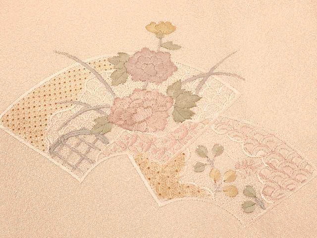 平和屋着物■中国三大刺繍 スワトウ刺繍 汕頭刺繍 総刺繍 訪問着 地紙草花文 正絹 逸品 DABL0081qp