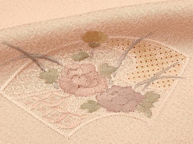 平和屋着物■中国三大刺繍 スワトウ刺繍 汕頭刺繍 総刺繍 訪問着 地紙草花文 正絹 逸品 DABL0081qp