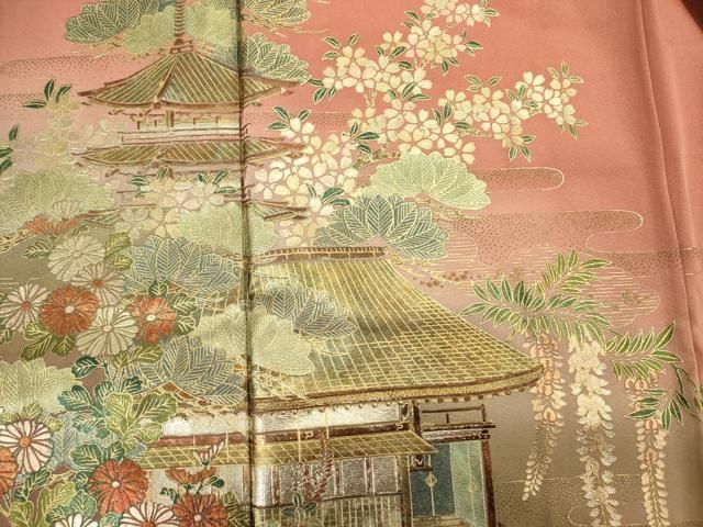 平和屋着物■豪華色留袖 泰常 風景花文 暈し染め 金彩 正絹 逸品 DABL0531ya