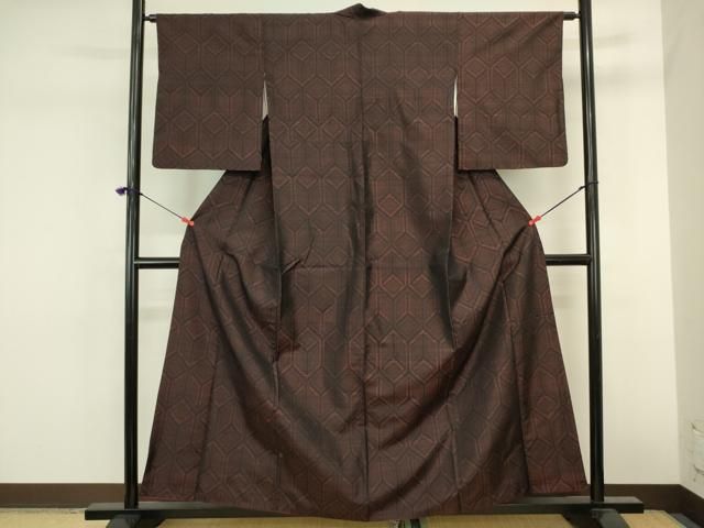 平和屋着物■本場大島紬 幾何学文 正絹 逸品 DABL0538ya