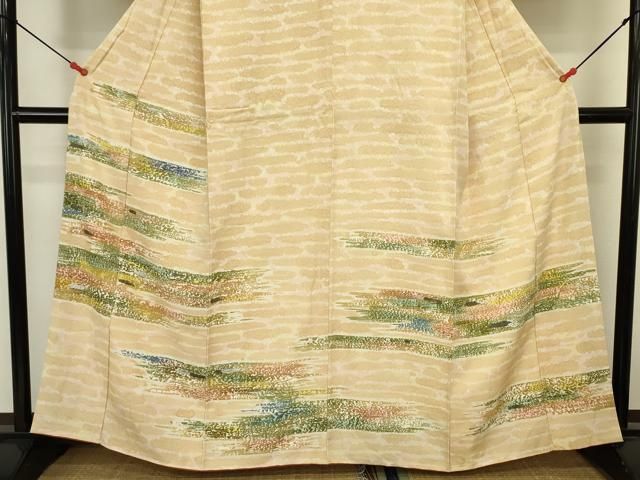 平和屋着物■訪問着 横段文 銀彩 正絹 逸品 DABL0541ya