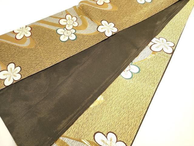 平和屋着物◎全通柄袋帯 唐織 全通楽織 流水梅文 金銀糸 正絹 逸品 DABL0575ya