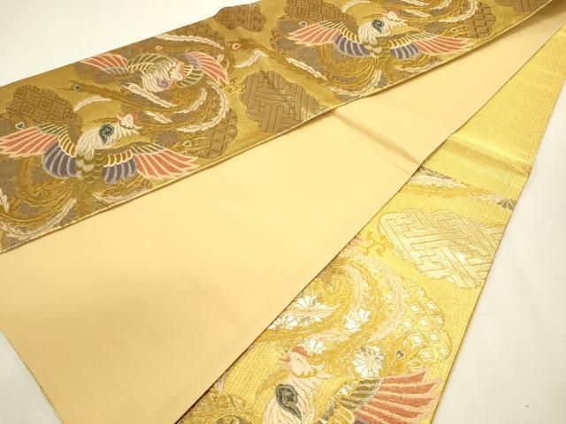 平和屋着物◎六通柄袋帯 唐織 鳳凰花文 金糸 正絹 逸品 DABL0588ya