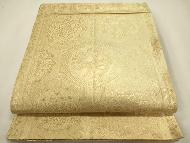 平和屋着物◎佐賀錦 両面 六通柄袋帯 煌寿の華 金糸 正絹 逸品 DABL0592ya