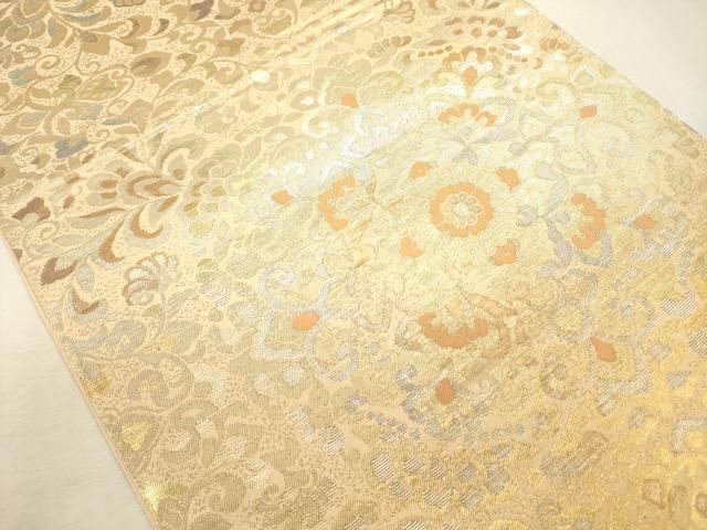 平和屋着物◎六通柄袋帯 正倉院更紗花文 金糸 正絹 逸品 DABL0621ya