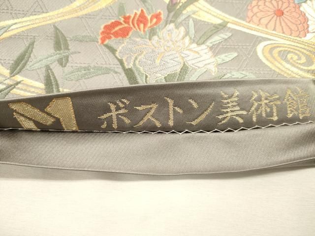 平和屋着物◎六通柄袋帯 唐織 流水鴛鴦花文 金糸 正絹 逸品 DABL0628ya