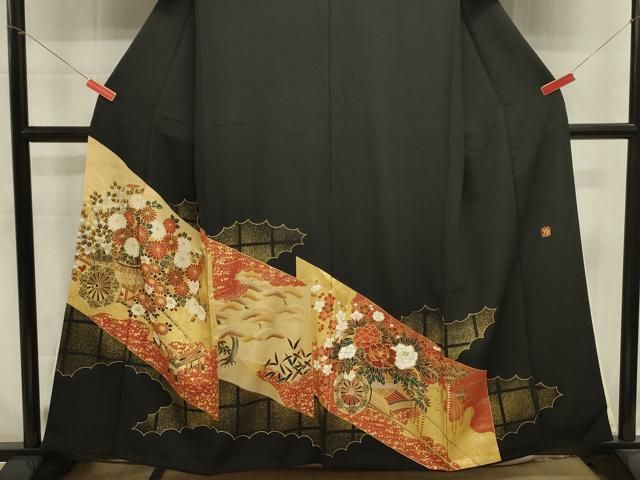平和屋着物■豪華黒留袖 作家物 花車文 金彩 正絹 逸品 DABL0636ya