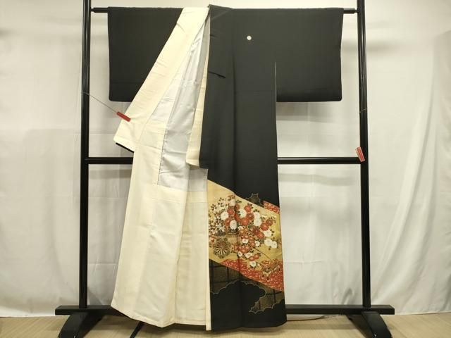 平和屋着物■豪華黒留袖 作家物 花車文 金彩 正絹 逸品 DABL0636ya