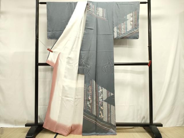 平和屋着物■訪問着 絞り 刺繍 草花文 金彩 正絹 逸品 未使用 DABL0640ya
