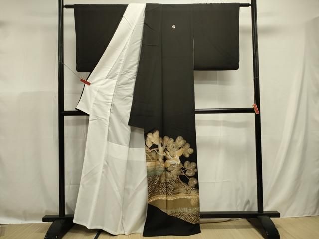 平和屋着物■豪華黒留袖 飛鶴枝葉文 金銀彩 正絹 逸品 DABL0641ya