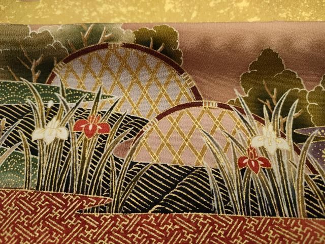 平和屋着物■豪華黒留袖 駒刺繍 御所車人物風景花松文 暈し染め 金彩 正絹 逸品 DABL0643ya