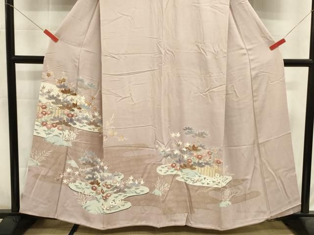 平和屋着物●創業460年・千總 色留袖 駒刺繍 草花文 金彩 正絹 逸品 DABL0644ya