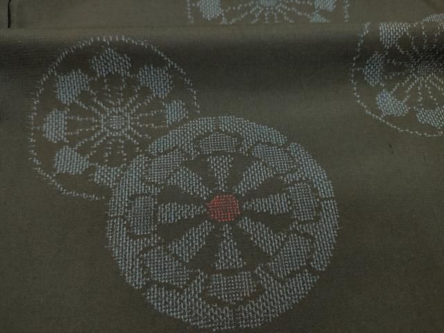 平和屋着物■上質な紬 源氏車文 黒地 正絹 逸品 DABL0651ya