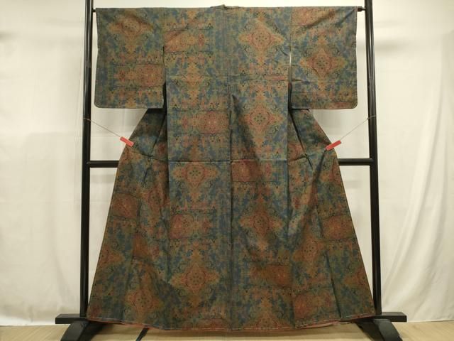 平和屋着物■本場大島紬 7マルキ 更紗花文 正絹 逸品 未使用 DABL0653ya