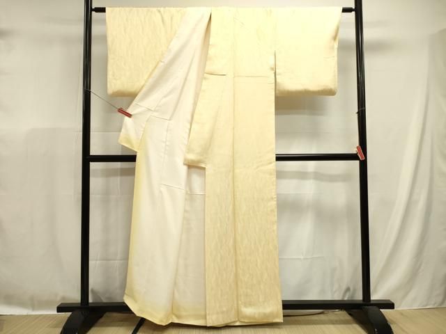 平和屋着物■上質な色無地 変わり縞地紋 蜂蜜色 正絹 逸品 DABL0655ya