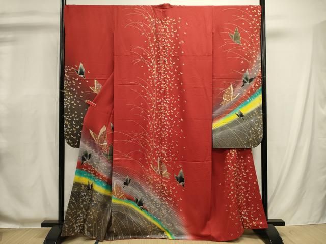 平和屋着物■豪華振袖 舞蝶文 暈し染め 金彩 正絹 逸品 DABL0666ya