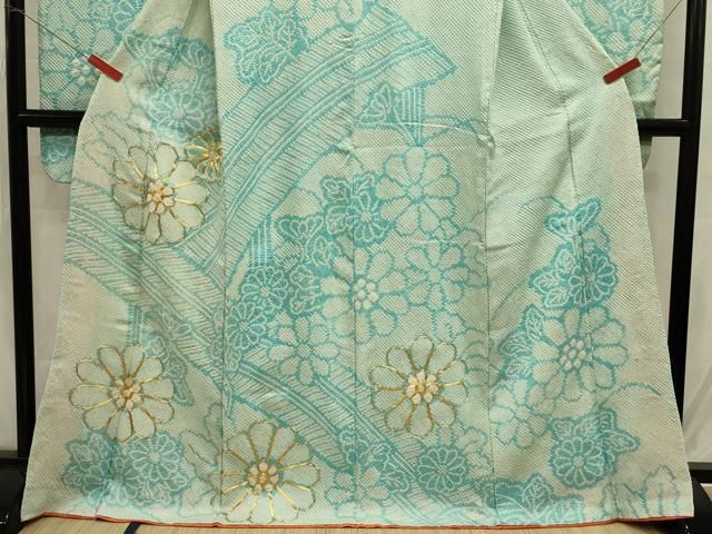 平和屋着物■豪華振袖 駒刺繍 絞り 草花文 正絹 逸品 DABL0667ya