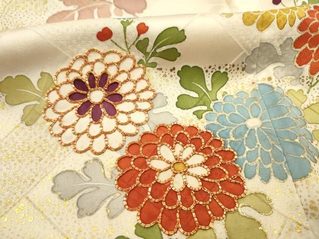 平和屋着物■豪華振袖 駒刺繍 草花文 金銀彩 正絹 逸品 DABL0669ya