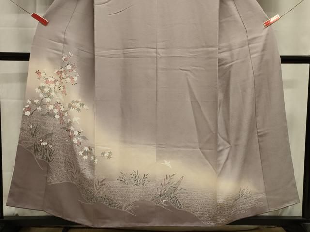 平和屋着物■訪問着 流水花鳥文 暈し染め 金彩 高島屋扱い 正絹 逸品 DABL0698ya