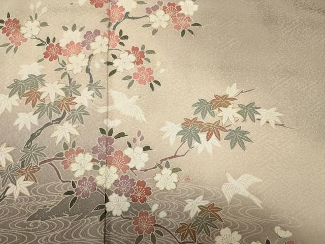 平和屋着物■訪問着 流水花鳥文 暈し染め 金彩 高島屋扱い 正絹 逸品 DABL0698ya
