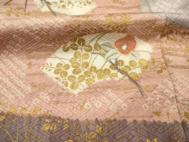 平和屋着物■訪問着 絞り 刺繍 地紙花文 金彩 正絹 逸品 未使用 DABL0699ya
