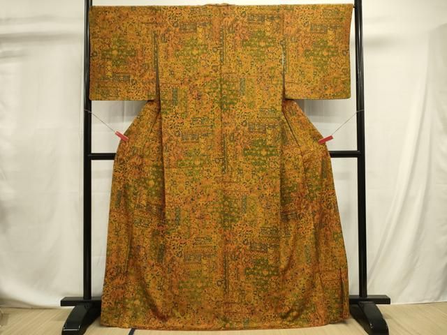 平和屋着物■上質な小紋 更紗花文 正絹 逸品 DABL0707ya