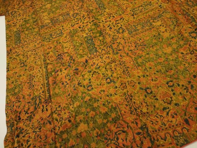 平和屋着物■上質な小紋 更紗花文 正絹 逸品 DABL0707ya