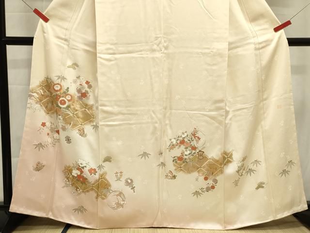 平和屋着物■訪問着 花蝶文 金彩 正絹 逸品 DABL0708ya