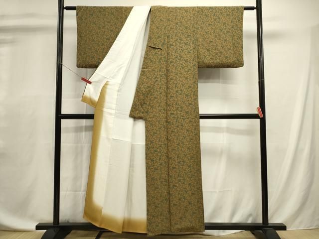 平和屋着物■上質な小紋 花唐草文 鬼しぼ縮緬 正絹 逸品 DABL0716ya