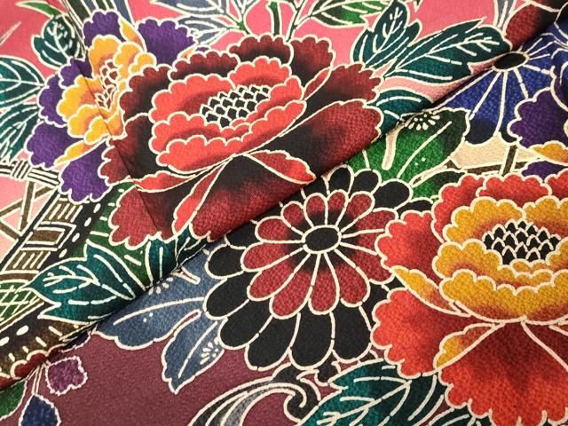 平和屋着物●豪華振袖 紅型 流水花鳥文 暈し染め やまと誂製 正絹 逸品 DABL1001ud