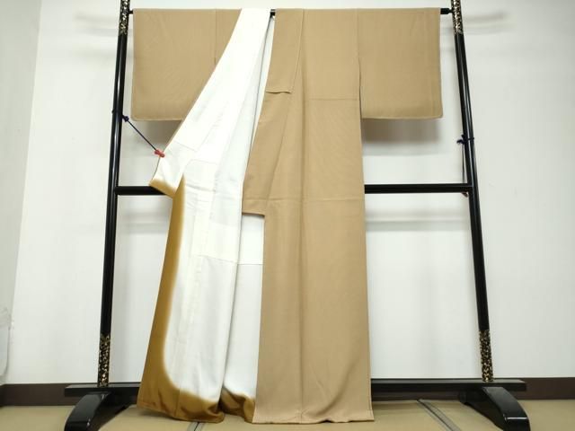 平和屋着物●伝統工芸士 保科信 江戸小紋 万筋 樺茶色×榛色 証紙付き 正絹 逸品 未使用 DABL1003ud