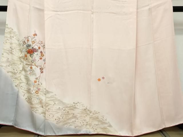 平和屋着物●訪問着 駒刺繍 扇面草花文 暈し染め 金彩 正絹 逸品 DABL1004ud