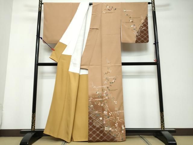 平和屋着物●訪問着 枝花文 暈し染め 金彩 正絹 逸品 DABL1011ud