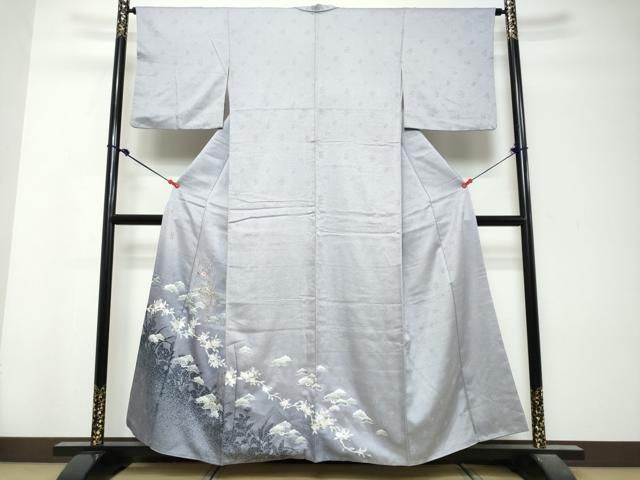平和屋着物●中国三大刺繍 汕頭刺繍 スワトウ刺繍 訪問着 短冊草花文 暈し染め 金糸 正絹 逸品 DABL1012ud