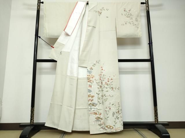 平和屋着物●訪問着 扇面草花文 金彩 高島屋扱い 正絹 逸品 DABL1024ud
