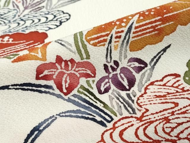 平和屋着物●訪問着 型染め 花鳥文 正絹 逸品 DABL1034ud