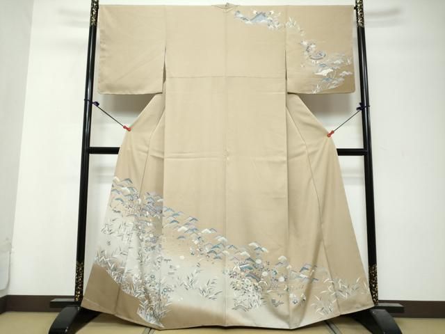 平和屋着物●訪問着 友禅 風景花鳥文 暈し染め 正絹 逸品 未使用 DABL1037ud
