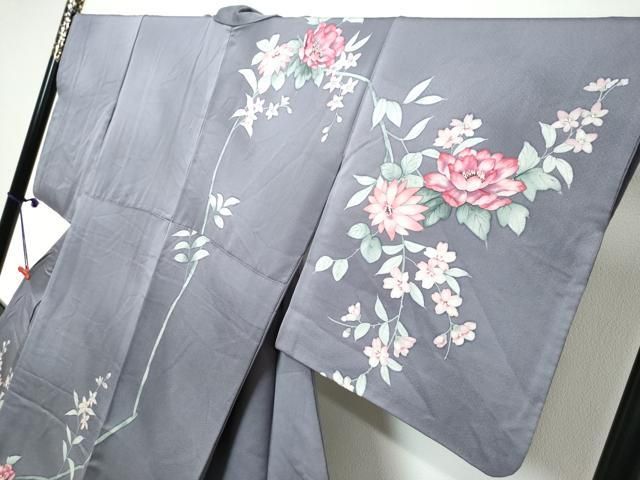 平和屋着物●訪問着 手書き 草花文 正絹 逸品 DABL1043ud