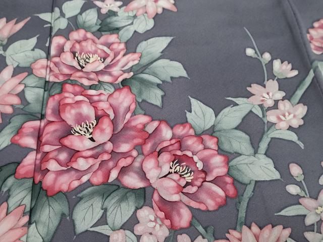 平和屋着物●訪問着 手書き 草花文 正絹 逸品 DABL1043ud