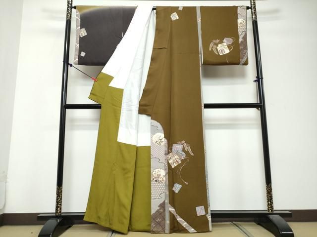 平和屋着物●訪問着 作家物 駒刺繍 糸車花蝶文 源氏香 暈し染め 金彩 正絹 逸品 DABL1050ud